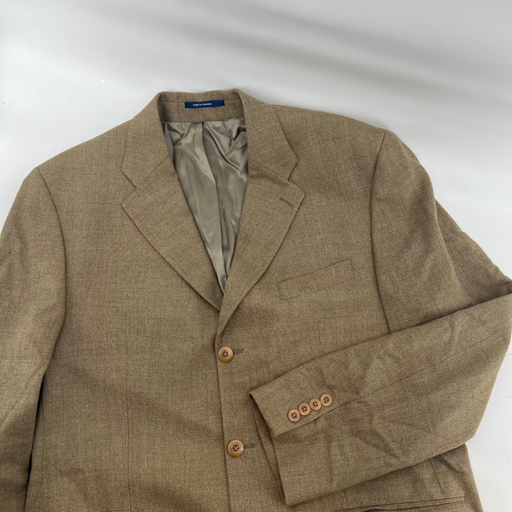 Vintage Chaps Ralph Lauren‎ Wool Blazer Union Made Canada 42L Brown Sport Coat